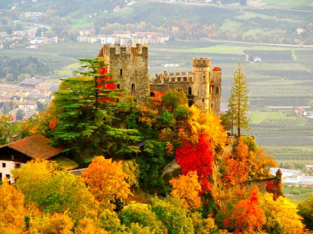 Castle - trees, autumn, place, architecture, castle