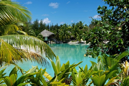 Bora Bora Paradise - lagoon, blue, beach, island, polynesia, south pacific, tahiti, exotic, paradise, spa, beautiful, sea, resort, ocean, islands, tropical, bora bora, retreat