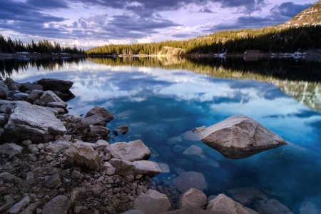 forest lake - lake, forest, clouds, fun, nature