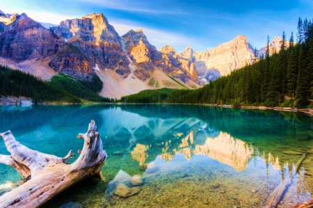 Moraine Lake, Canada - Mountains, landscape, trees, reflection