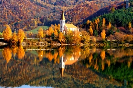 Church - photo, beach, church, colors, autumn