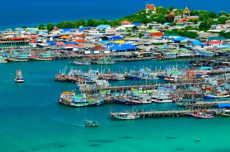 City - houses, city, photo, port, boat