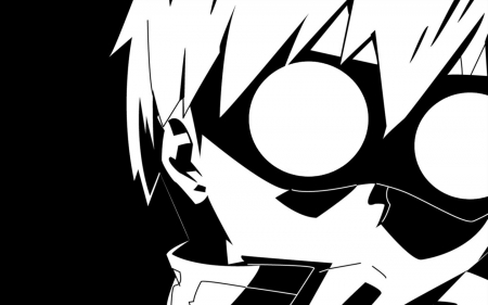 Gurren Lagann - boy, anime, cute, black and white, Gurren Lagann