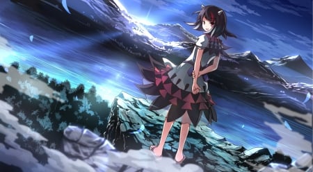 anime girl - anime, girl, landscape, world