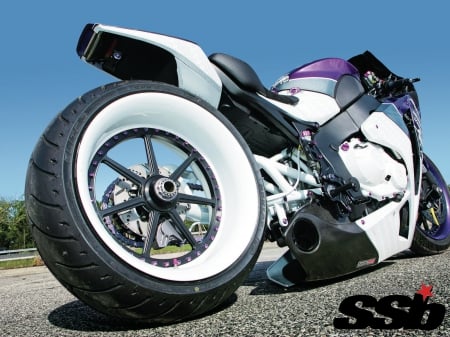 Motorcycle - bike, motorcycle, purple white, wide tiers