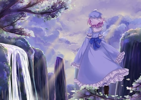 anime girl - anime, touhou project, girl, landscape