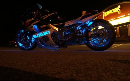 $uzuki - bike, blue neon, motorcycle, neon, suzuki, cool