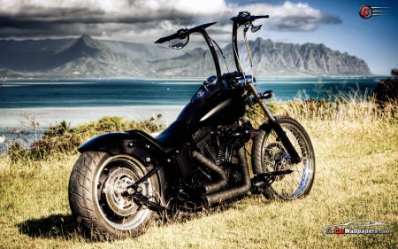 Harley Davidson - bike, black, harley davidson, cool, mountain