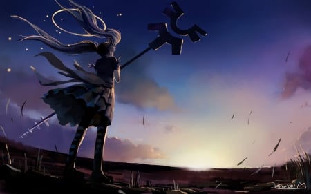 anime girl - anime, girl, landscape, cool