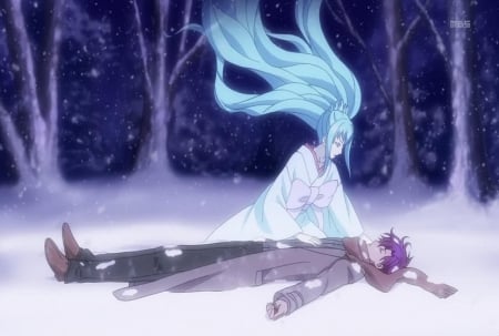 Yukihime - yukihime, anime, snow, couple, love, hakkenden