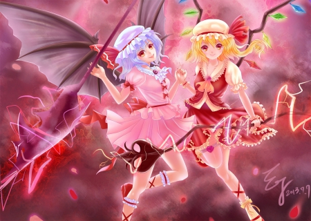 Scarlet Sisters - anime, touhou, remilia, flandre