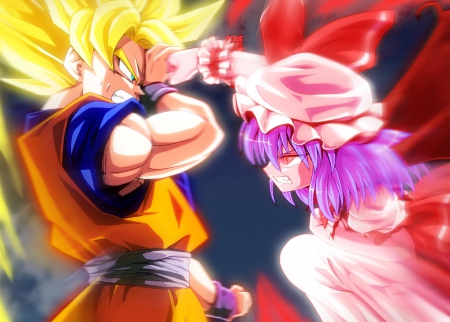 Goku vs Remilia - anime, touhou, remili, goku