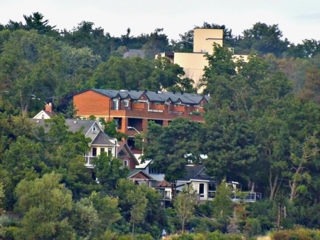 hidden houses - foilage, houses, green, hilltops