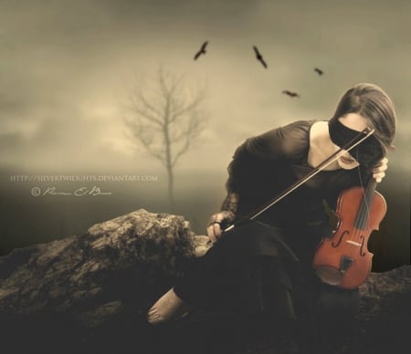 Weeping Melodies - melodies, lady, fantasy, violin