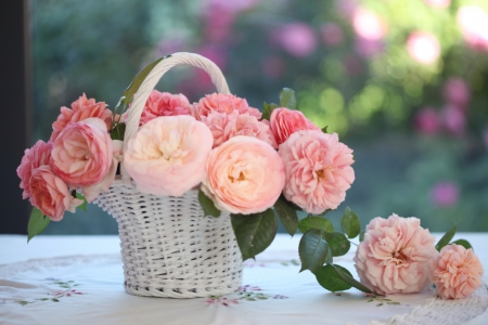 Spring Basket For Luna (Cehenot) - flowers, basket, pink, nature