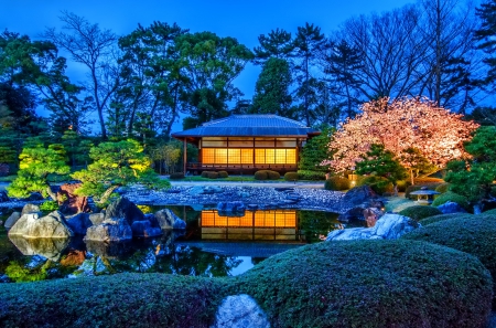 Japan garden - lake, trees, japan graden, garden, photo