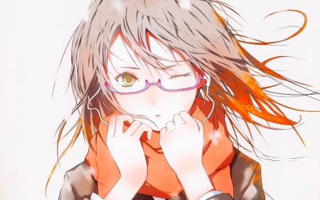 Original - glasses, emotional, music, anime girl, medium hair, brown hair, gorgeous, amazing, pretty, anime, cute, manga, original, lovely, beautiful, headphones, sweet, awesome