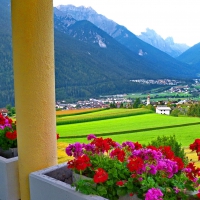 View of mountain village