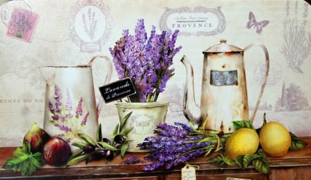 Lavender from Provence - pretty, lavender, beautiful, cafe, fragrance, lovely, still life, leaves, flowers, scent, arrangement, Provence, nice, olives, fruits, lemon