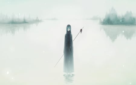 ghost - anime, ghost, lake, girl