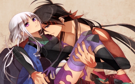 togame and shichika - boy, katanagatari, anime, togame, girl, couple, shichika