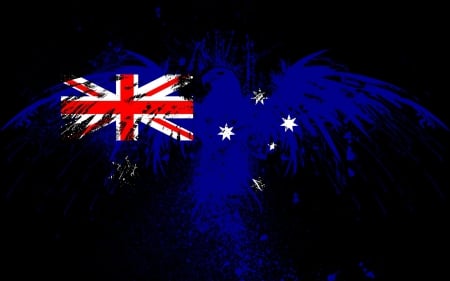 Australian Eagle - Eagle, Red, Black, Australia, Union Jack, Aussie, White and Blue, Stars