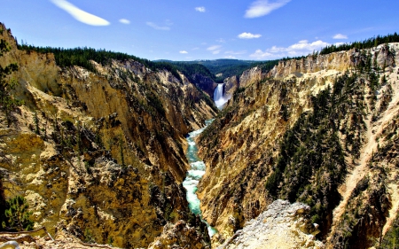 Yellowstone Lower Falls, Wyoming - yellowstone, canyon, waterfall, river