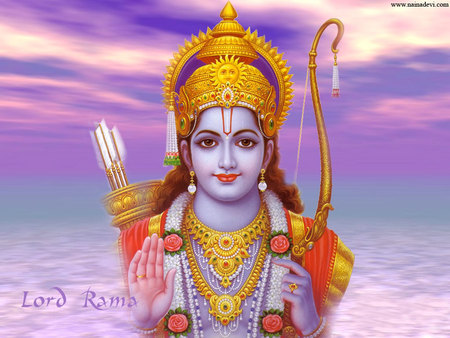 Lord Rama - lord, indian, bow, blue, arrows, god