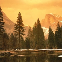 Half Dome and the Merced River Yosemite National Park California