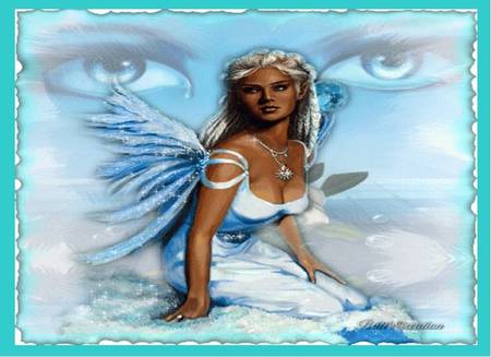 Blue Angel - ripped frame, angel, blue eyes