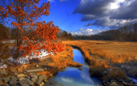 Hammonasset Beach State Park - river, clouds, autumn