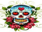 Skull and roses