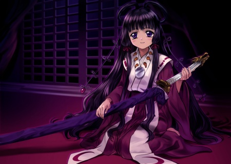 Tsuki no Knife or Knife of Moon ,Clover - tsuki no knife, knife of moon, katana, girl, su, clover