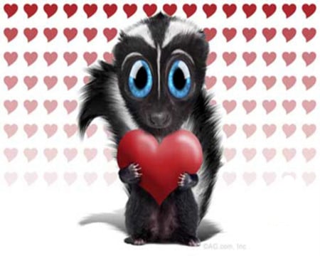 Smellvin - abstract, valentines, valentines day, cute, skunk, love, hearts