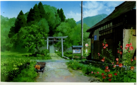 garden - anime, flowers, garden, landscape