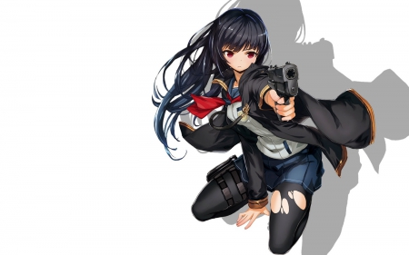 Anime girl - Long hair, anime girl, Anime, gun