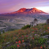 view of a mountain at sunrise