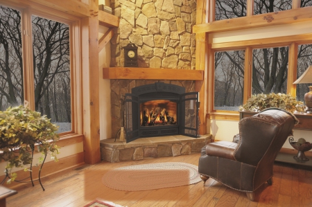 By the Fireplace - interior, houses, fireplace, architecture