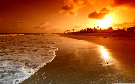 Beach Sunrise - beach, sunrise, sea, sun