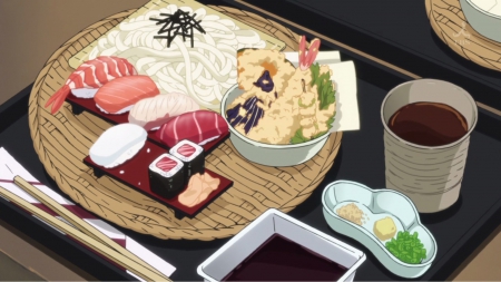 â™¡ Food â™¡ - object, nice, delicious, sushi, pretty, anime food, anime, food, oriental, cute, sauce, yummy, items, prawn, objects, lovely, taste, kawaii, item, fish, sweet, plate