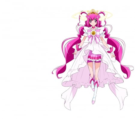 Cure Happy - nice, female, hot, twintail, pretty cure, anime girl, white, precure, pretty, anime, twin tail, cute, cure happy, sexy, girl, magical girl, twintails, long hair, pink hair, gown, lovely, hd, kawaii, twin tails, pink, sweet, dress