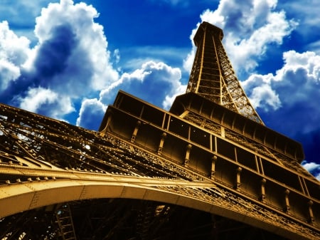 Eiffel tower - eiffel, paris, tower, hd, nature, france, clouds, tour, monuments