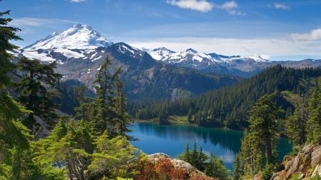 Lake and mountains - nature, hd, lake, mountains, tree