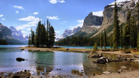 Nature hd - nature, hd, lake, near, tree, mountains