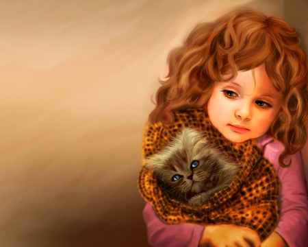 The best friend - cute, girl, cat, animals