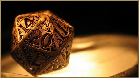 Icosahedron Dice - abstract, fantasy, numbers, dice, games, golden, cool, arts