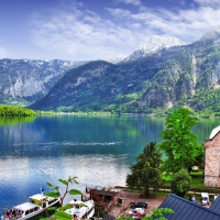 fantastic church in hallstatt by the lake