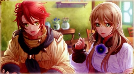 ♡ Couple ♡ - pretty, anime, female, guy, long hair, boy, male, short hair, red hair, nice, anime girl, girl, lovely, brown hair, love, sweet, handsome, redhead, lover, couple