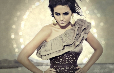 Camilla Belle - by cehenot, girl, actress, black, white, purple, woman, glitter, camilla belle