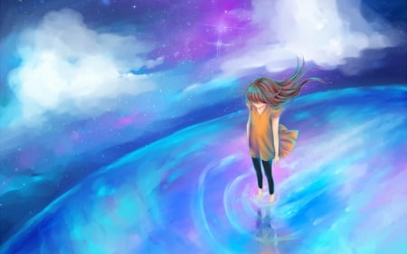 original - girl, clouds, water, anime, original